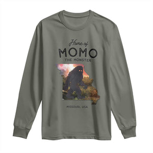 Momo The Monster Folklore Long Sleeve Shirt Louisiana Missouri Cryptid Lover Gift TS12 Military Green Print Your Wear