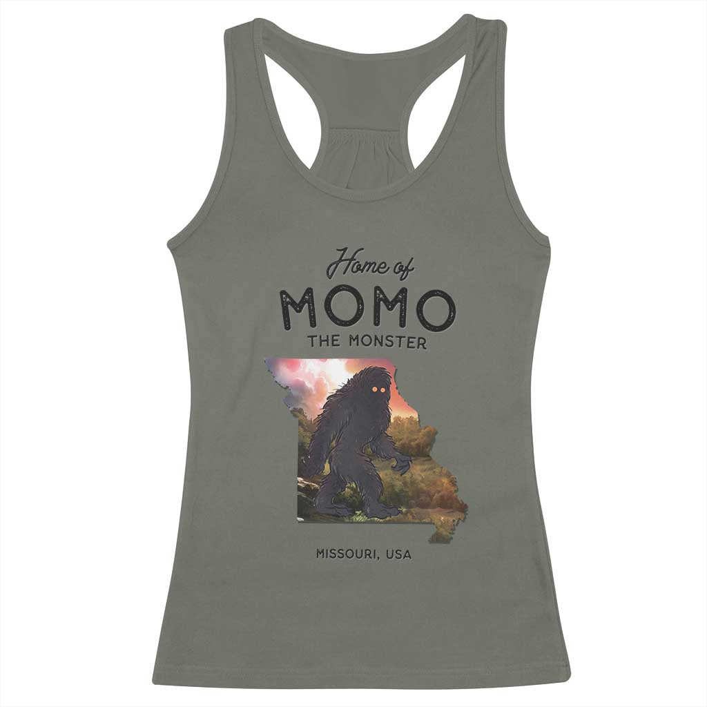 Momo The Monster Folklore Racerback Tank Top Louisiana Missouri Cryptid Lover Gift TS12 Military Green Print Your Wear