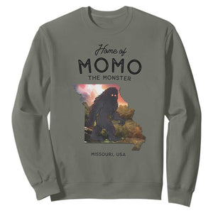 Momo The Monster Folklore Sweatshirt Louisiana Missouri Cryptid Lover Gift TS12 Military Green Print Your Wear