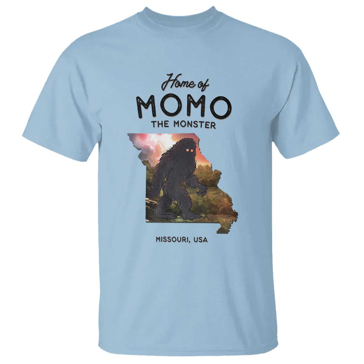 Momo The Monster Folklore T Shirt Louisiana Missouri Cryptid Lover Gift TS12 Light Blue Print Your Wear