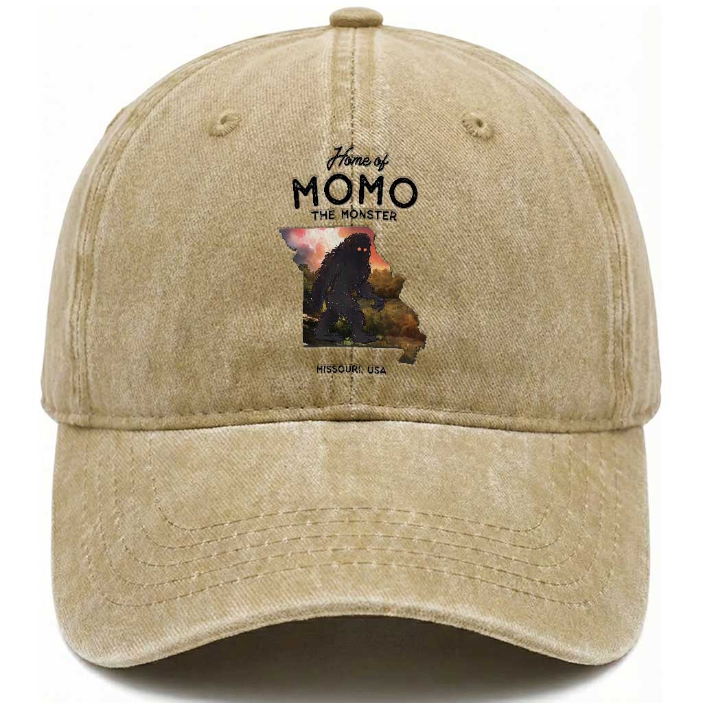 Momo The Monster Folklore Washed Cotton Baseball Cap Louisiana Missouri Cryptid Lover Gift TS12 Print Your Wear