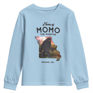 Momo The Monster Folklore Youth Sweatshirt Louisiana Missouri Cryptid Lover Gift TS12 Light Blue Print Your Wear