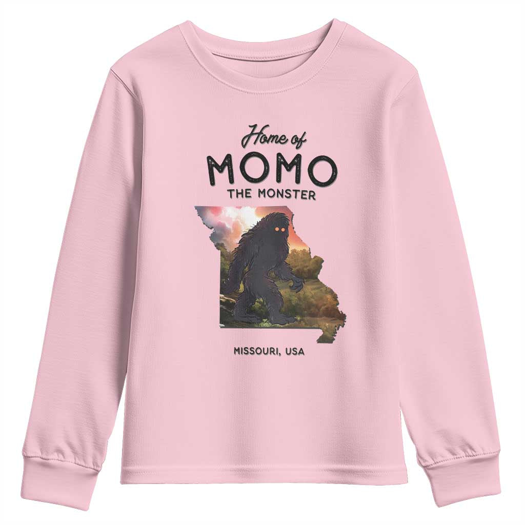 Momo The Monster Folklore Youth Sweatshirt Louisiana Missouri Cryptid Lover Gift TS12 Light Pink Print Your Wear