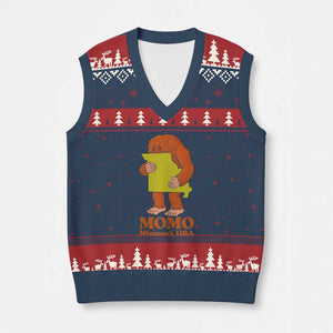 Missouri Cryptid Local Legend V-Neck Knit Sweater Vest Momo The Monster Lover Graphic TS12 Navy Red Print Your Wear