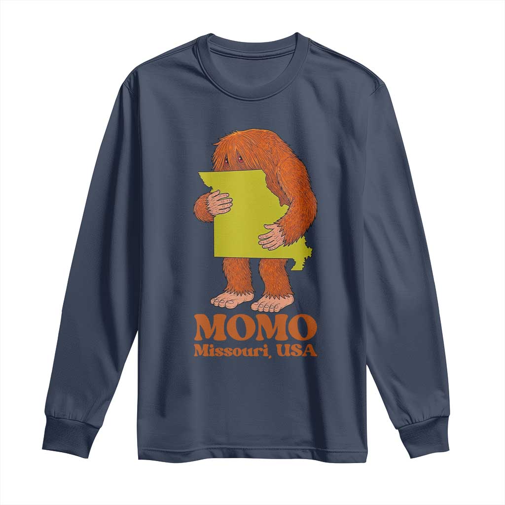 Missouri Cryptid Local Legend Long Sleeve Shirt Momo The Monster Lover Graphic TS12 Navy Print Your Wear