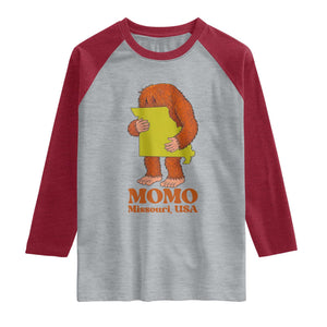 Missouri Cryptid Local Legend Raglan Shirt Momo The Monster Lover Graphic TS12 Heather Gray Heather Red Print Your Wear