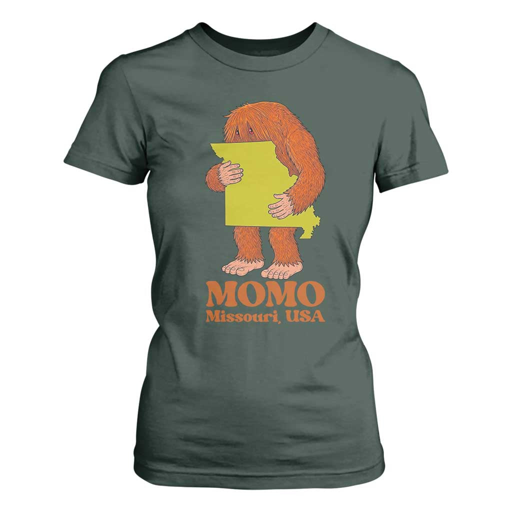 Missouri Cryptid Local Legend T Shirt For Women Momo The Monster Lover Graphic TS12 Dark Forest Green Print Your Wear
