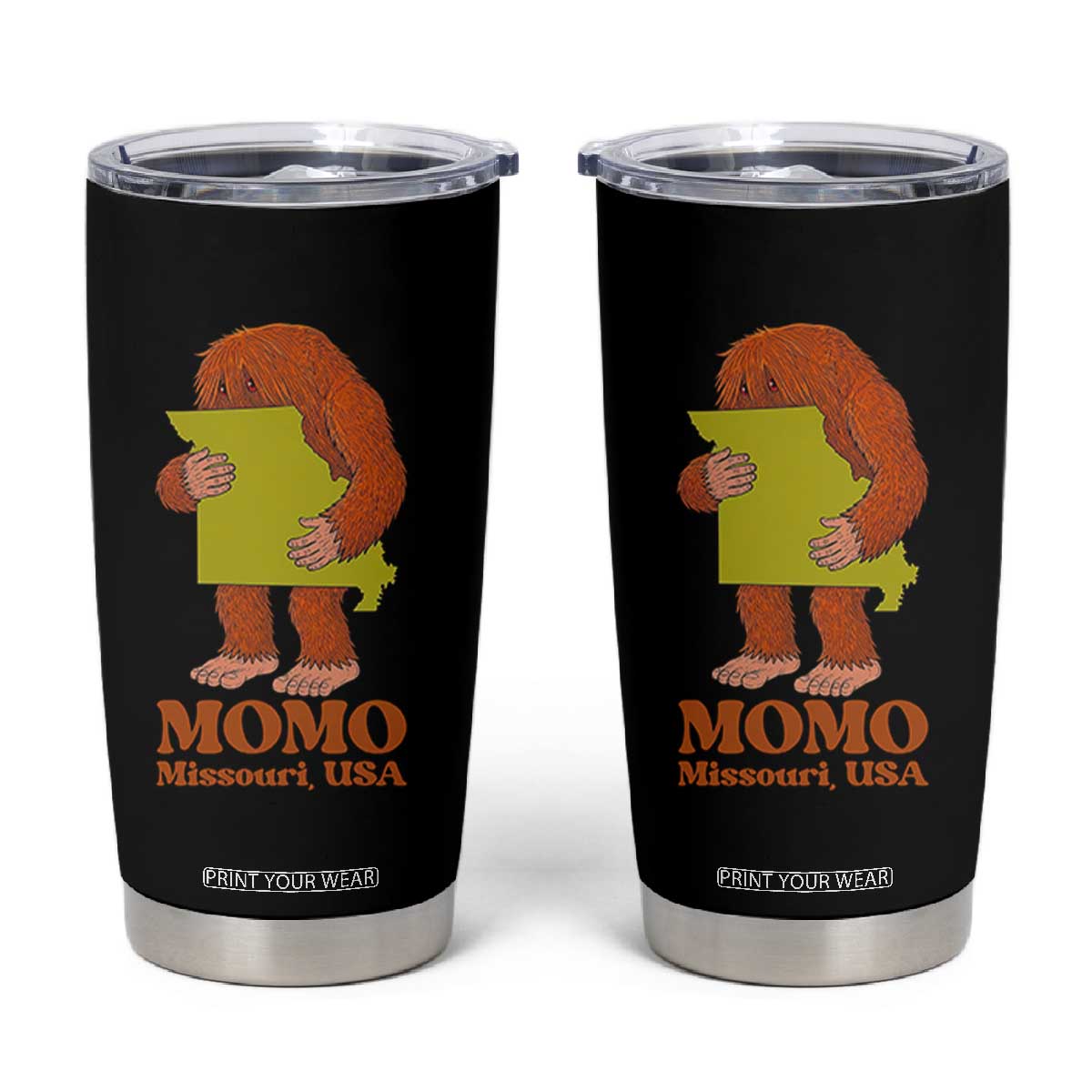 Missouri Cryptid Local Legend Tumbler Cup Momo The Monster Lover Graphic TS12 Black Print Your Wear