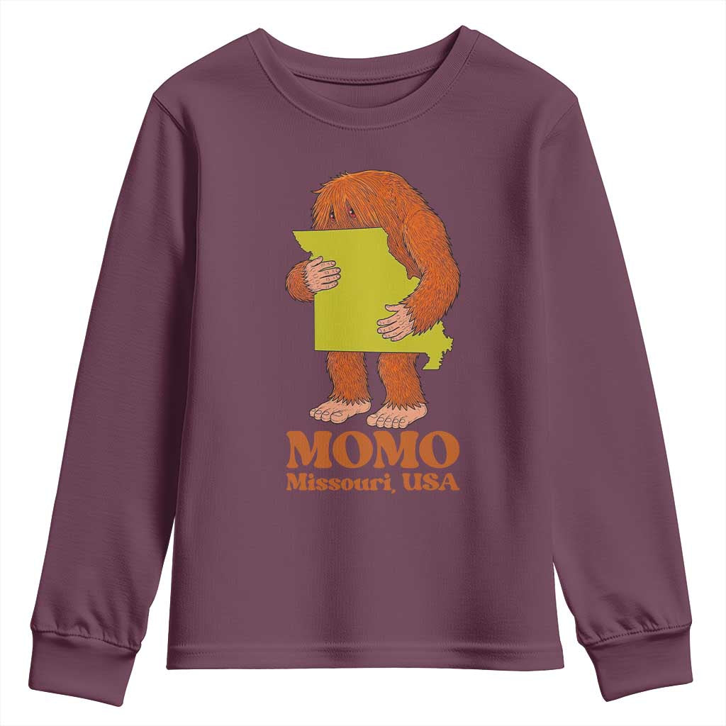 Missouri Cryptid Local Legend Youth Sweatshirt Momo The Monster Lover Graphic TS12 Maroon Print Your Wear