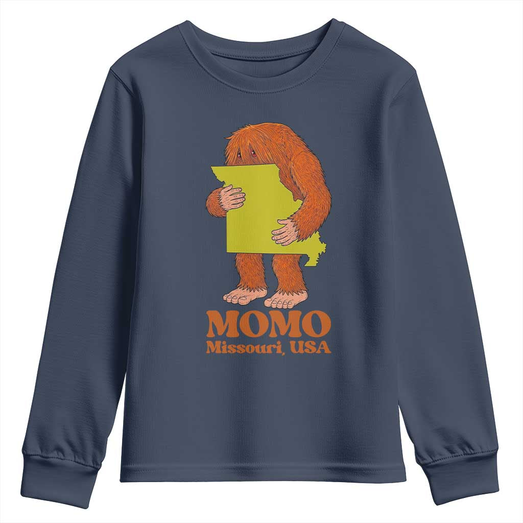 Missouri Cryptid Local Legend Youth Sweatshirt Momo The Monster Lover Graphic TS12 Navy Print Your Wear