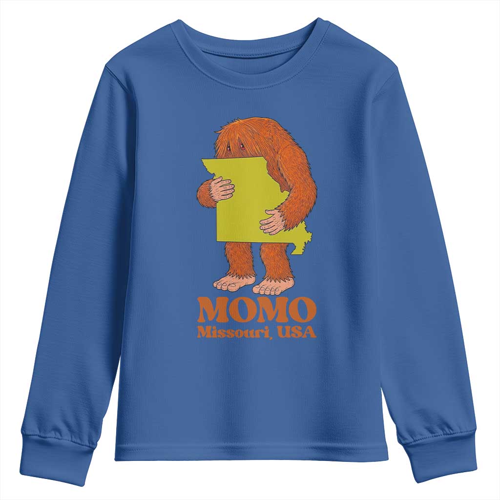 Missouri Cryptid Local Legend Youth Sweatshirt Momo The Monster Lover Graphic TS12 Royal Blue Print Your Wear