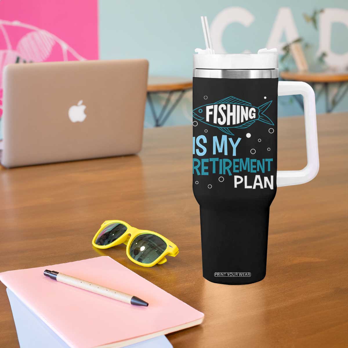 Fishing Is My Retirement Plan Tumbler With Handle Perfect For Retirees And Fishing Lovers TS12 Print Your Wear