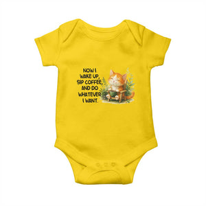 Cat Coffee Lover Baby Onesie Now I Wake Up Sip Coffee And Do Whatever I Want TS12 Daisy Print Your Wear
