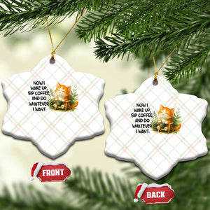 Cat Coffee Lover Ceramic Ornament Now I Wake Up Sip Coffee And Do Whatever I Want TS12 Print Your Wear