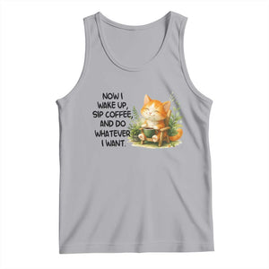Cat Coffee Lover Tank Top Now I Wake Up Sip Coffee And Do Whatever I Want TS12 Athletic Heather Print Your Wear