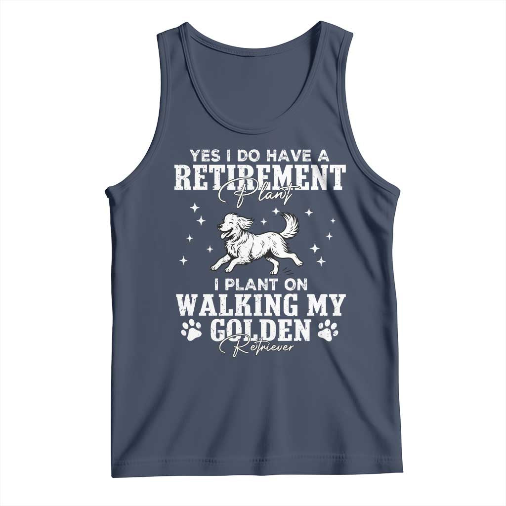 Dog Lover Tank Top I Plan On Walking My Golden Retriever Retirement TS12 Navy Print Your Wear