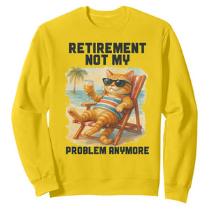 Funny Retirement Cat Sweatshirt Retired Not My Problem Anymore Chill Beach Vibes TS12 Daisy Print Your Wear
