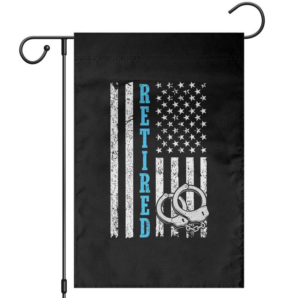 Funny Retired Police Officer Garden Flag Patriotic Flag With Handcuffs TS12 Black Print Your Wear