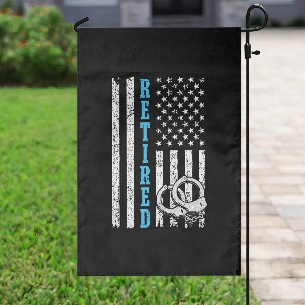 Funny Retired Police Officer Garden Flag Patriotic Flag With Handcuffs TS12 Print Your Wear