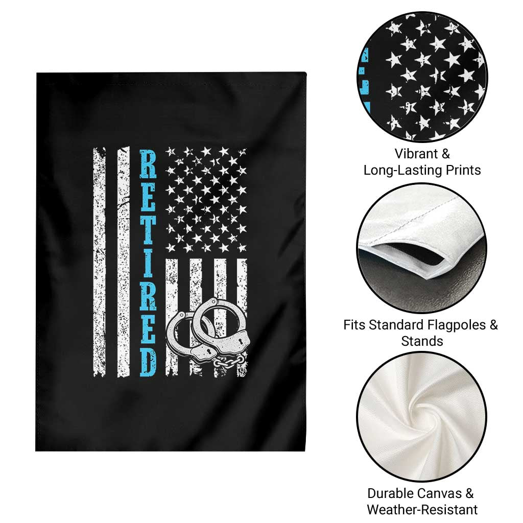 Funny Retired Police Officer Garden Flag Patriotic Flag With Handcuffs TS12 Print Your Wear