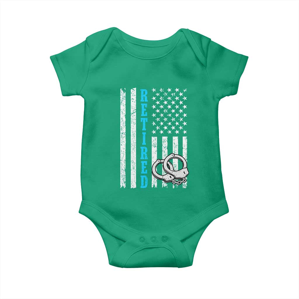 Funny Retired Police Officer Baby Onesie Patriotic Flag With Handcuffs TS12 Irish Green Print Your Wear