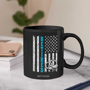 Funny Retired Police Officer Coffee Mug Patriotic Flag With Handcuffs TS12 Print Your Wear