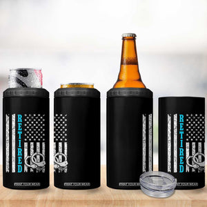 Funny Retired Police Officer 4 in 1 Can Cooler Tumbler Patriotic Flag With Handcuffs TS12 Print Your Wear