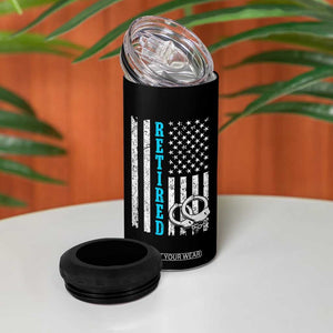 Funny Retired Police Officer 4 in 1 Can Cooler Tumbler Patriotic Flag With Handcuffs TS12 Print Your Wear