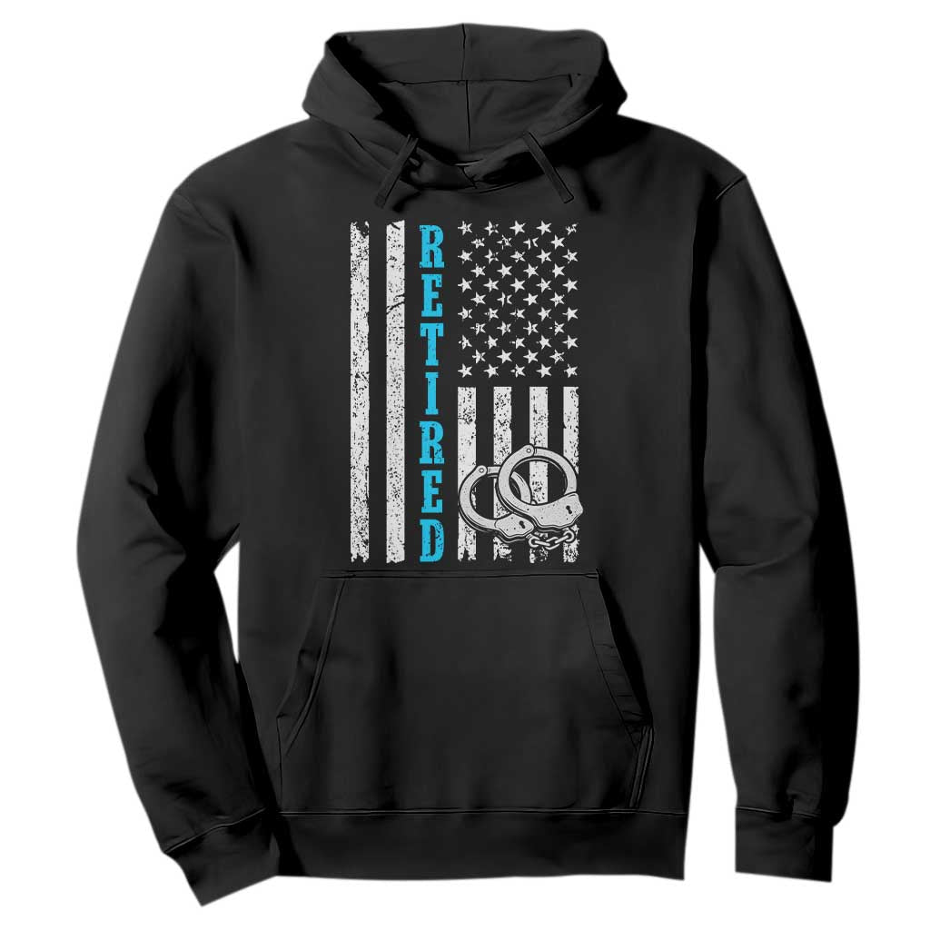 Funny Retired Police Officer Hoodie Patriotic Flag With Handcuffs TS12 Black Print Your Wear