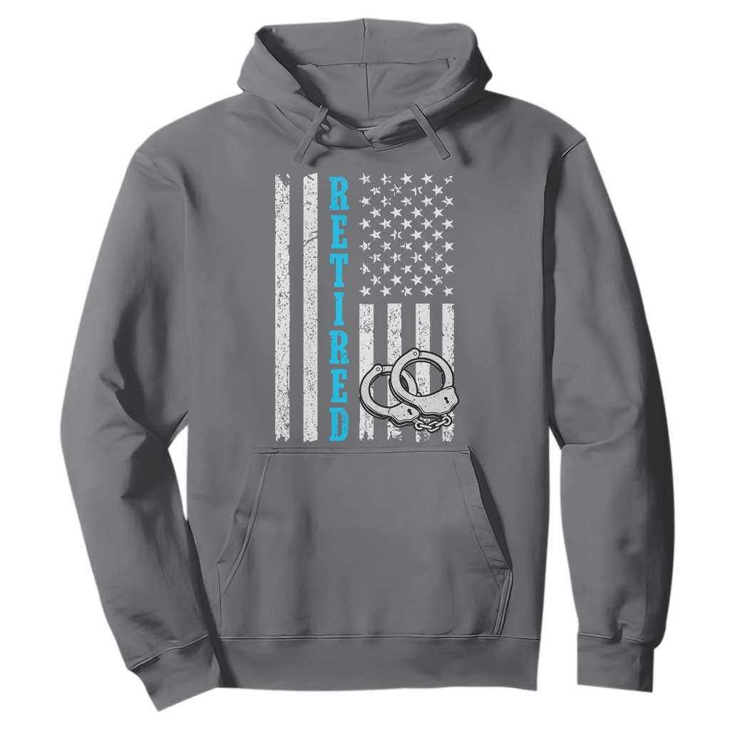Funny Retired Police Officer Hoodie Patriotic Flag With Handcuffs TS12 Charcoal Print Your Wear