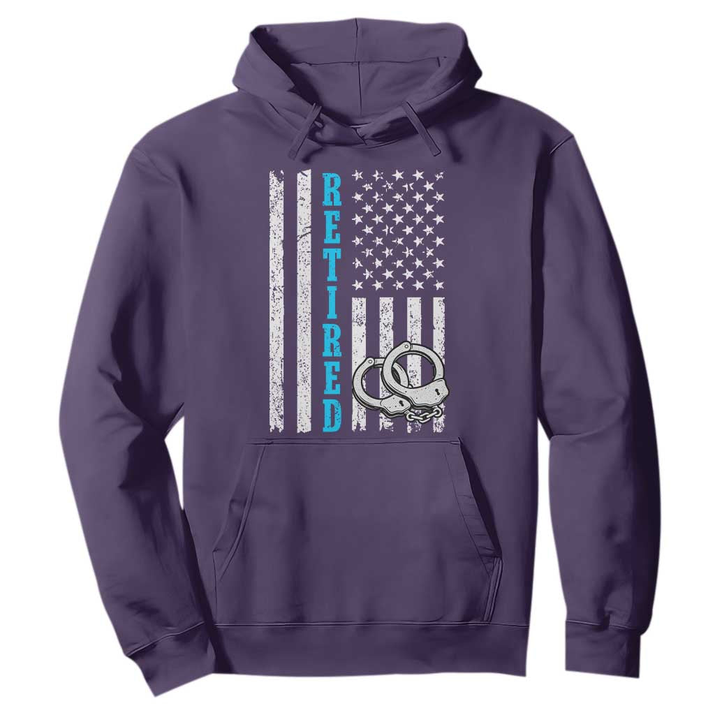 Funny Retired Police Officer Hoodie Patriotic Flag With Handcuffs TS12 Purple Print Your Wear