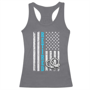 Funny Retired Police Officer Racerback Tank Top Patriotic Flag With Handcuffs TS12 Charcoal Print Your Wear