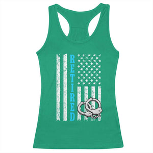 Funny Retired Police Officer Racerback Tank Top Patriotic Flag With Handcuffs TS12 Irish Green Print Your Wear