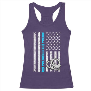 Funny Retired Police Officer Racerback Tank Top Patriotic Flag With Handcuffs TS12 Purple Print Your Wear