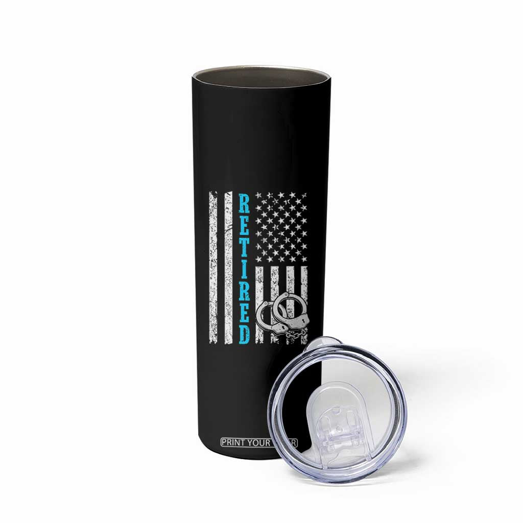 Funny Retired Police Officer Skinny Tumbler Patriotic Flag With Handcuffs TS12 Print Your Wear