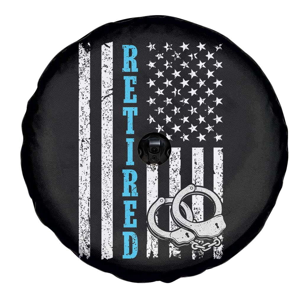 Funny Retired Police Officer Spare Tire Cover Patriotic Flag With Handcuffs TS12 Print Your Wear