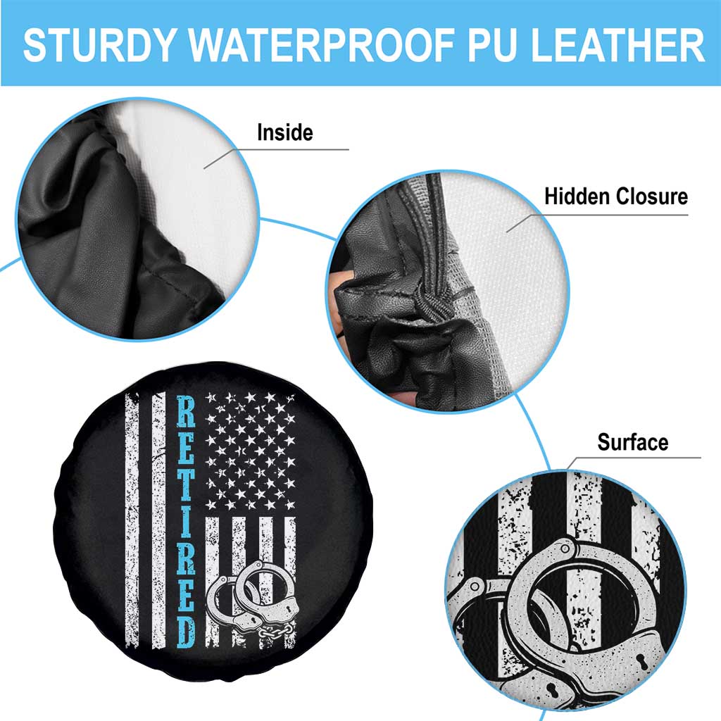 Funny Retired Police Officer Spare Tire Cover Patriotic Flag With Handcuffs TS12 Print Your Wear