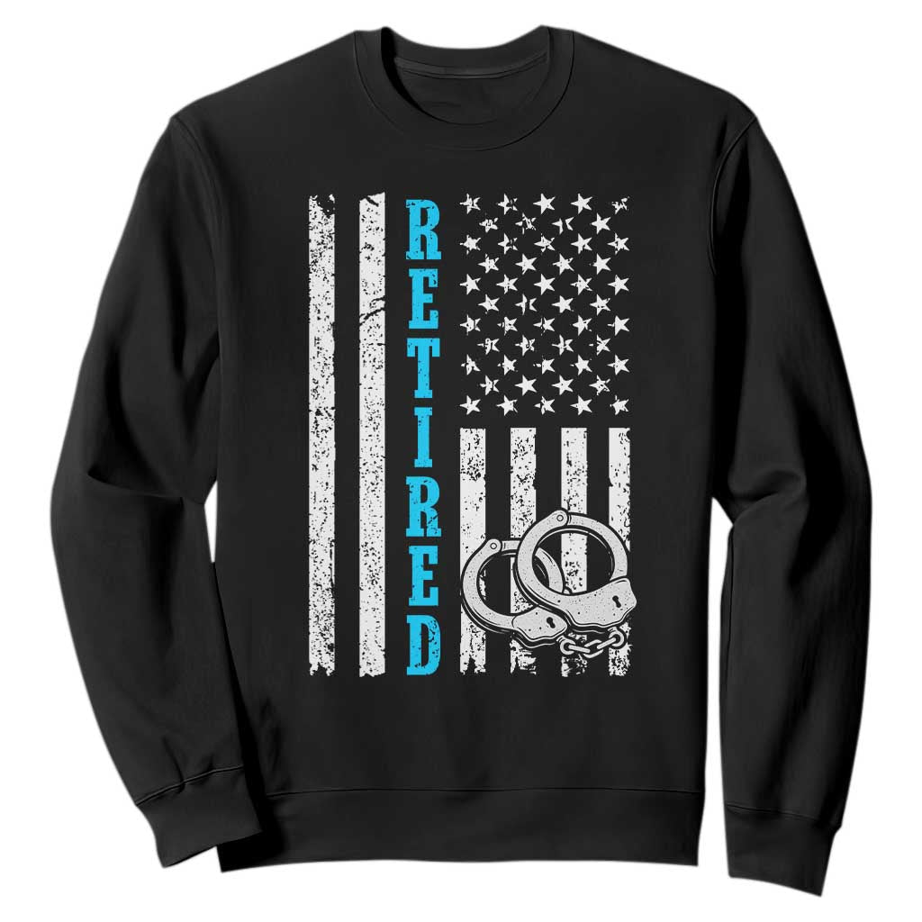 Funny Retired Police Officer Sweatshirt Patriotic Flag With Handcuffs TS12 Black Print Your Wear