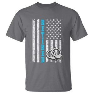 Funny Retired Police Officer T Shirt Patriotic Flag With Handcuffs TS12 Charcoal Print Your Wear