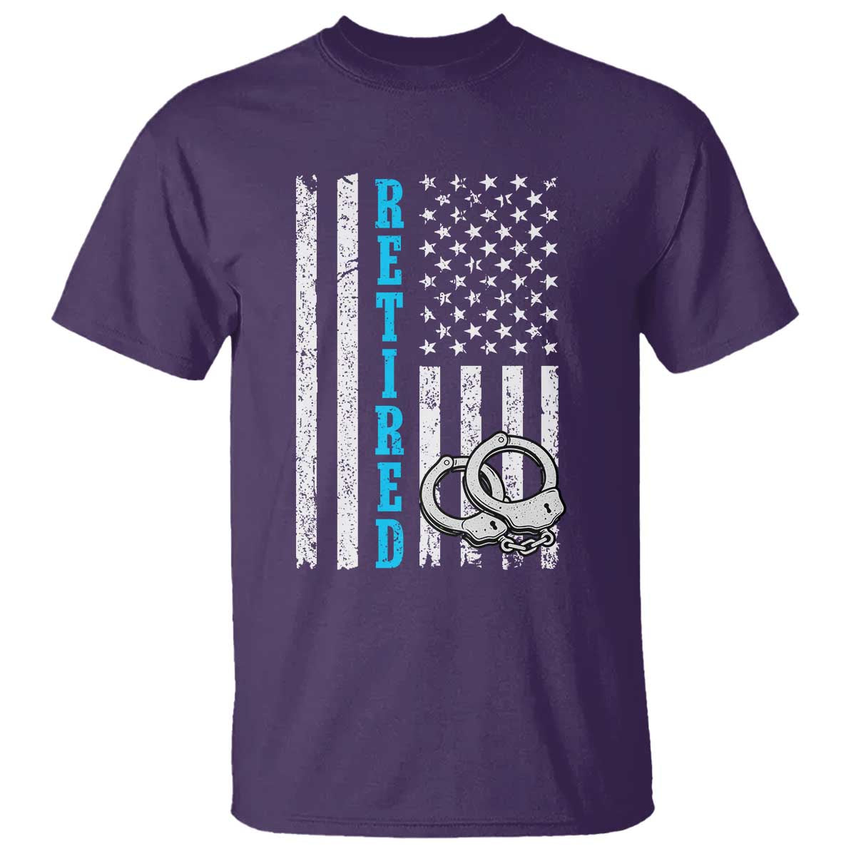 Funny Retired Police Officer T Shirt Patriotic Flag With Handcuffs TS12 Purple Print Your Wear