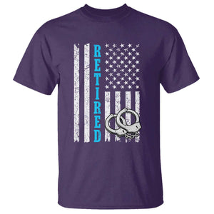 Funny Retired Police Officer T Shirt Patriotic Flag With Handcuffs TS12 Purple Print Your Wear