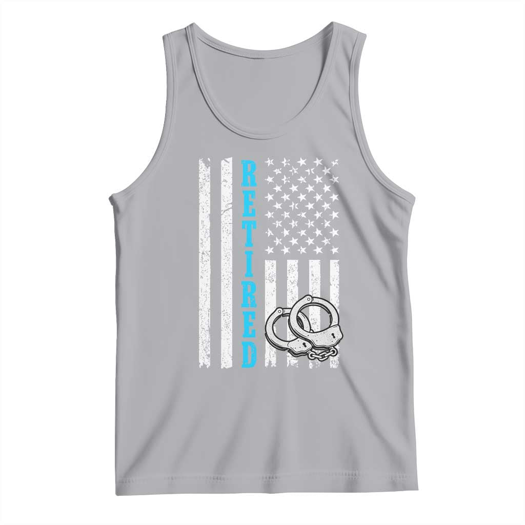 Funny Retired Police Officer Tank Top Patriotic Flag With Handcuffs TS12 Athletic Heather Print Your Wear