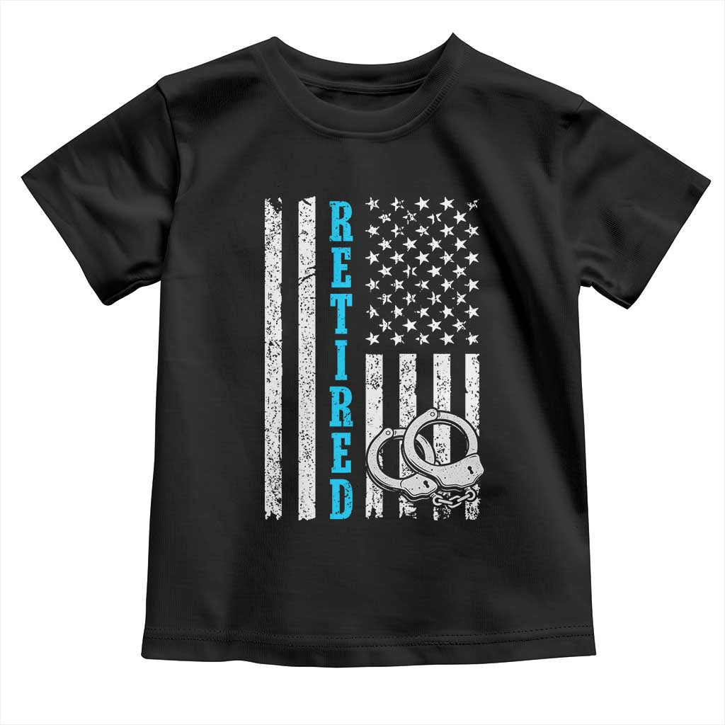 Funny Retired Police Officer Toddler T Shirt Patriotic Flag With Handcuffs TS12 Black Print Your Wear