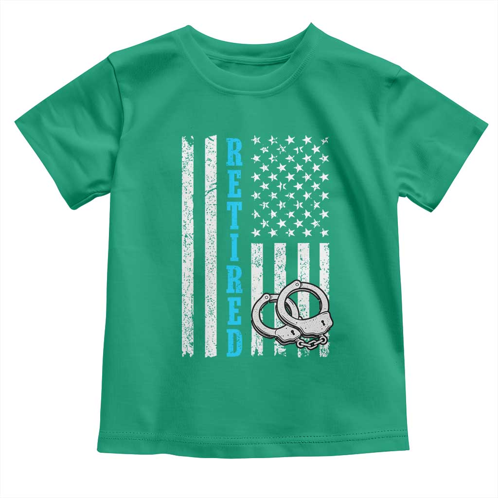 Funny Retired Police Officer Toddler T Shirt Patriotic Flag With Handcuffs TS12 Irish Green Print Your Wear