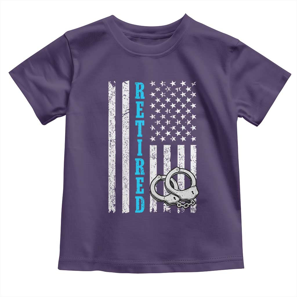 Funny Retired Police Officer Toddler T Shirt Patriotic Flag With Handcuffs TS12 Purple Print Your Wear