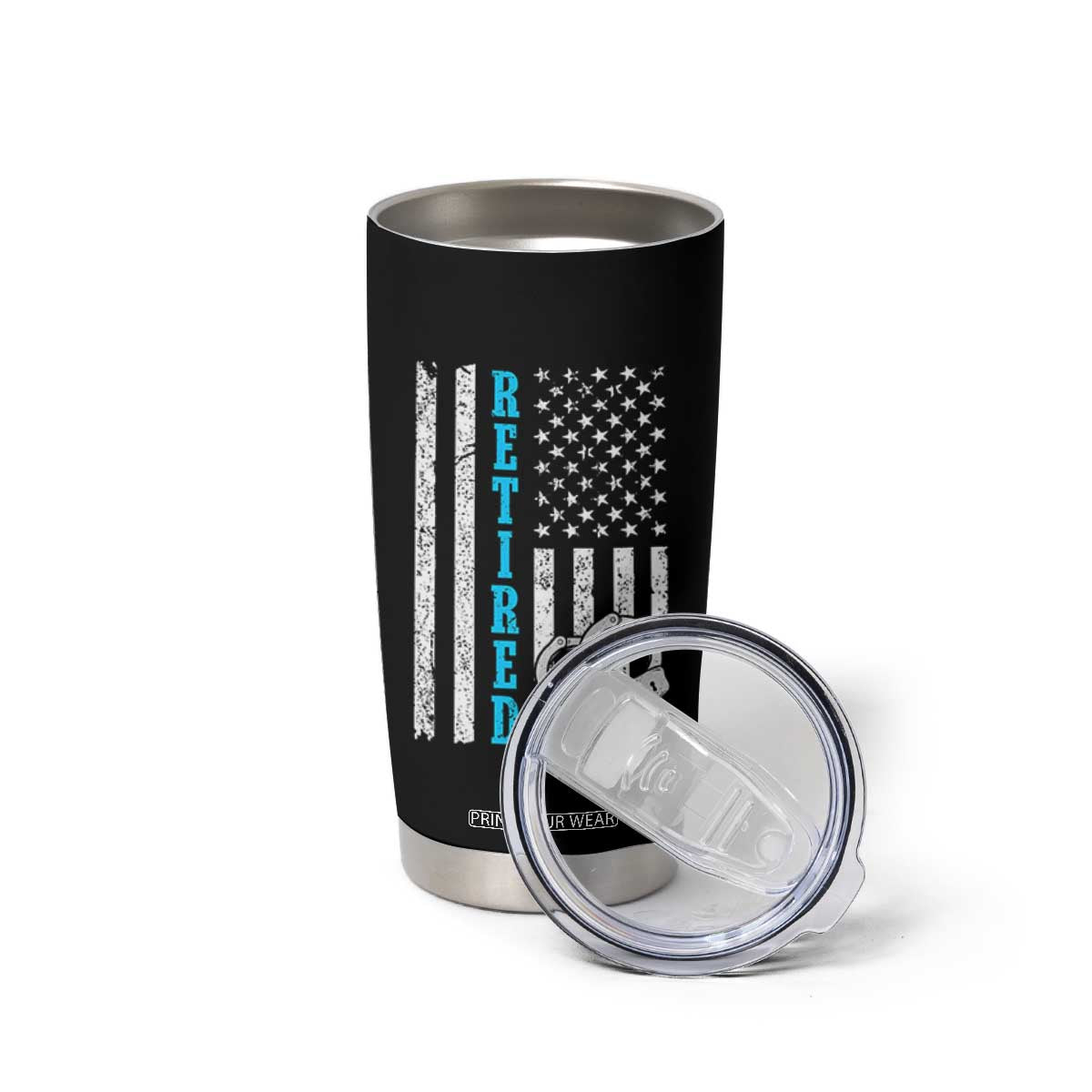 Funny Retired Police Officer Tumbler Cup Patriotic Flag With Handcuffs TS12 Print Your Wear