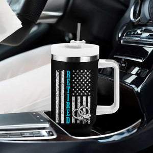 Funny Retired Police Officer Tumbler With Handle Patriotic Flag With Handcuffs TS12 Print Your Wear