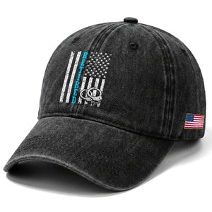 Funny Retired Police Officer Washed Cotton Baseball Cap Patriotic Flag With Handcuffs TS12 Print Your Wear