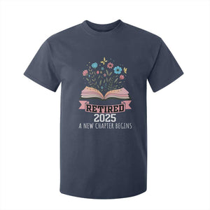 Women Retirement Life T Shirt For Kid Retired 2025 A New Chapter Begins Floral Book TS12 Navy Print Your Wear