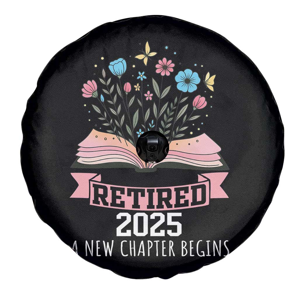 Women Retirement Life Spare Tire Cover Retired 2025 A New Chapter Begins Floral Book TS12 Print Your Wear